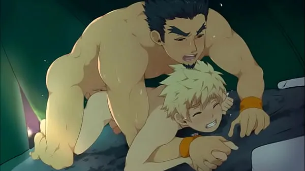 New Anime blonde boy having fun with older man warm Clips