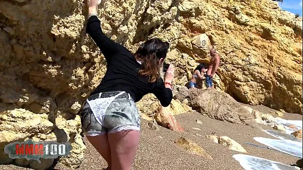 New Voyeur girl invites herself into a couple beach fucking party warm Clips