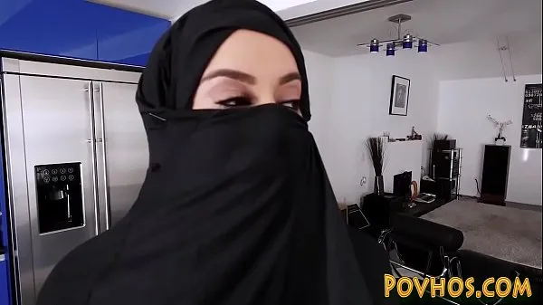 New Muslim busty slut pov sucking and riding cock in burka warm Clips
