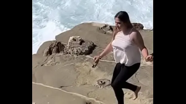 New Real bitch at beach warm Clips