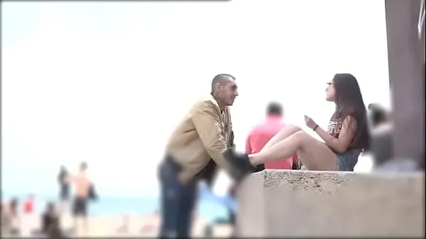 New He proves he can pick any girl at the Barcelona beach warm Clips