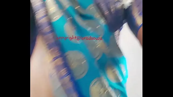 New Indian beautiful crossdresser model in blue saree warm Clips