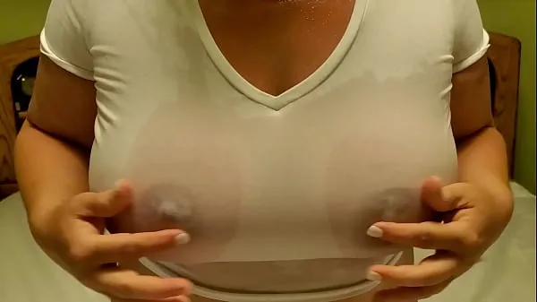 New Wet t-shirt boob play warm Clips