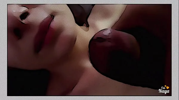 New Blowjob ends with lot of cum in comic book style warm Clips