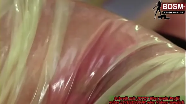 New German blonde dominant milf loves fetish sex in plastic warm Clips