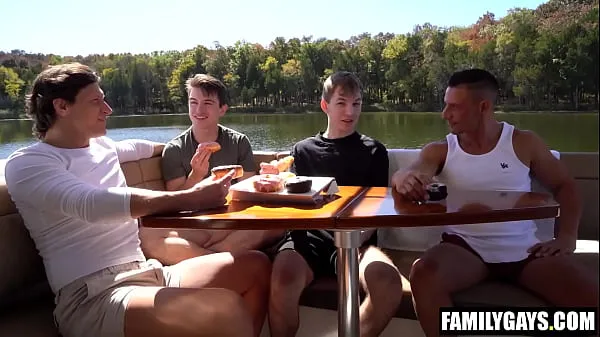New Step daddies foursome fuck gay step sons on a boat trip warm Clips